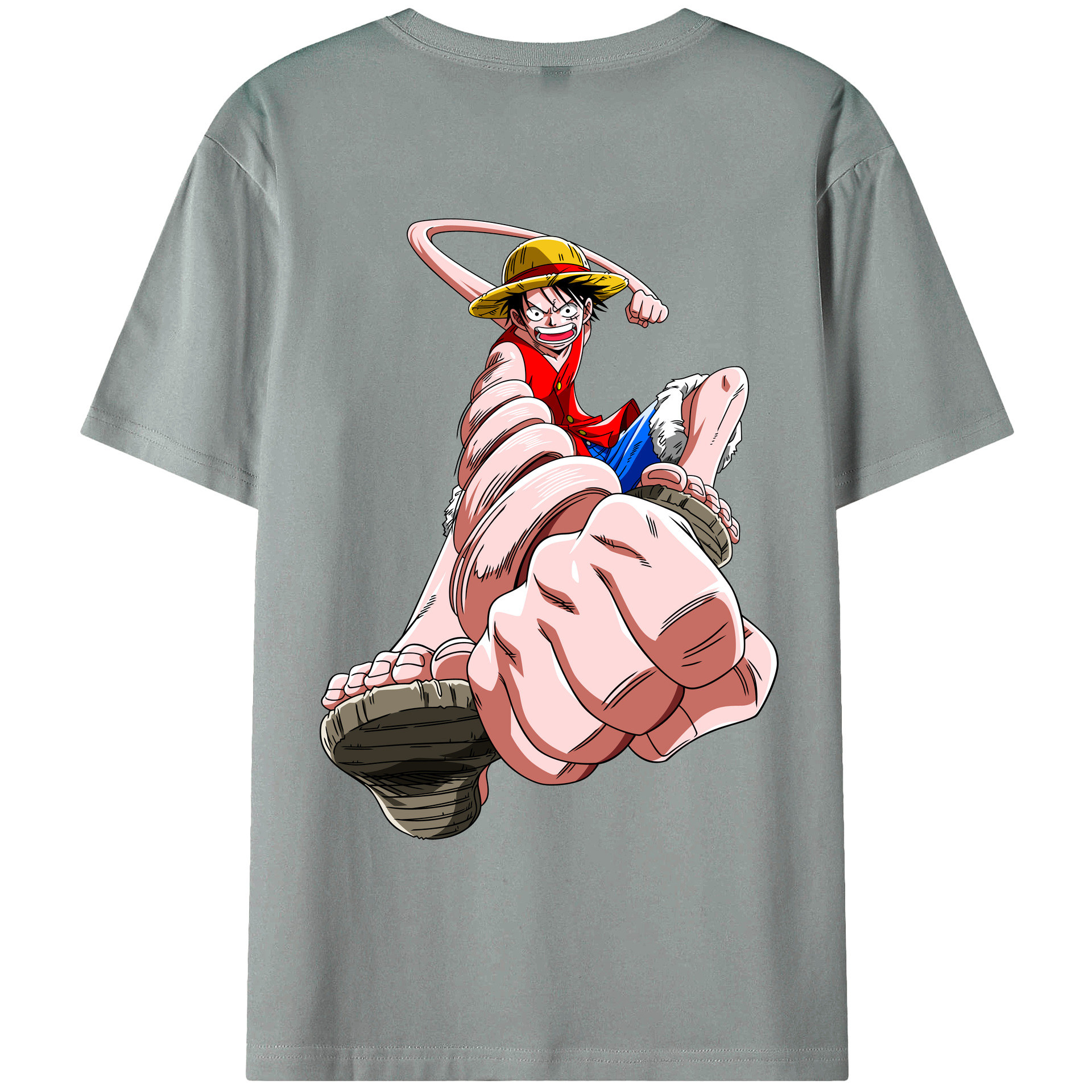 ワンピース モンキー・D・ルフィ ONE PIECE Monkey D. Luffy 綿100％ メンズ半袖Tシャツ（バックプリント） 通気性